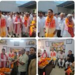 जिला पंचायत अध्यक्ष किरण चौधरी के कैम्प कार्यालय पर महेन्द्र भट्ट का फूल मालाओं और ढ़ोल नगाड़ों से हुआ ज़ोरदार स्वागत।